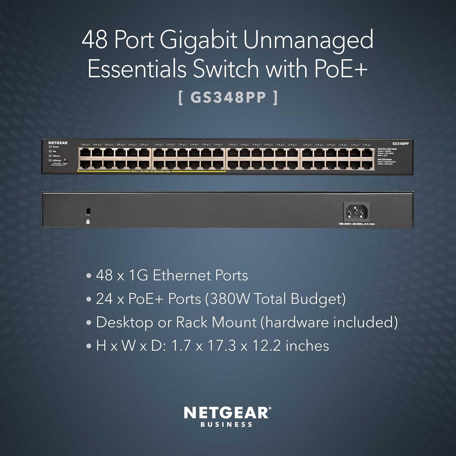 image:imageNETGEAR 16Port PoE Gigabit Ethernet Unmanaged Essentials Switch GS316P with 16 x PoE 115W Desktop or Wall MountUnmanaged