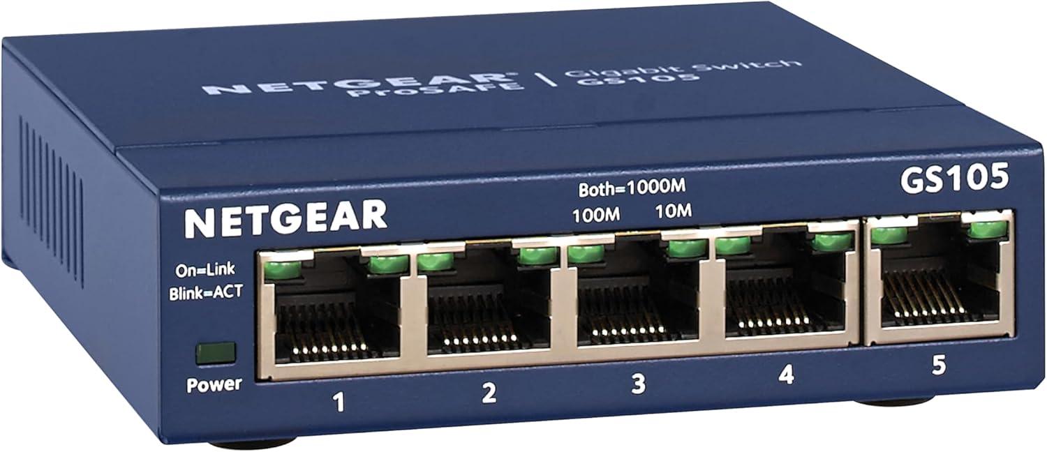 image:imageNETGEAR 5Port Gigabit Ethernet Unmanaged Switch GS105NA Desktop or Wall Mount and Limited Lifetime Protection5Port
