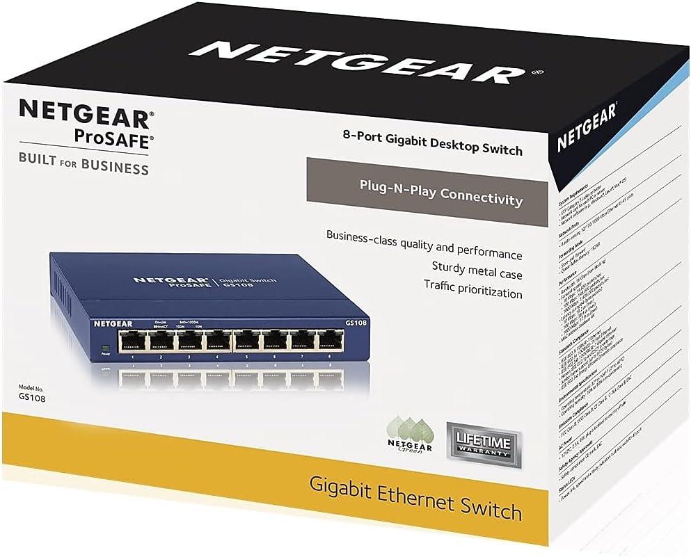 image:imageNETGEAR 5Port Gigabit Ethernet Unmanaged Switch GS105NA Desktop or Wall Mount and Limited Lifetime Protection8Port