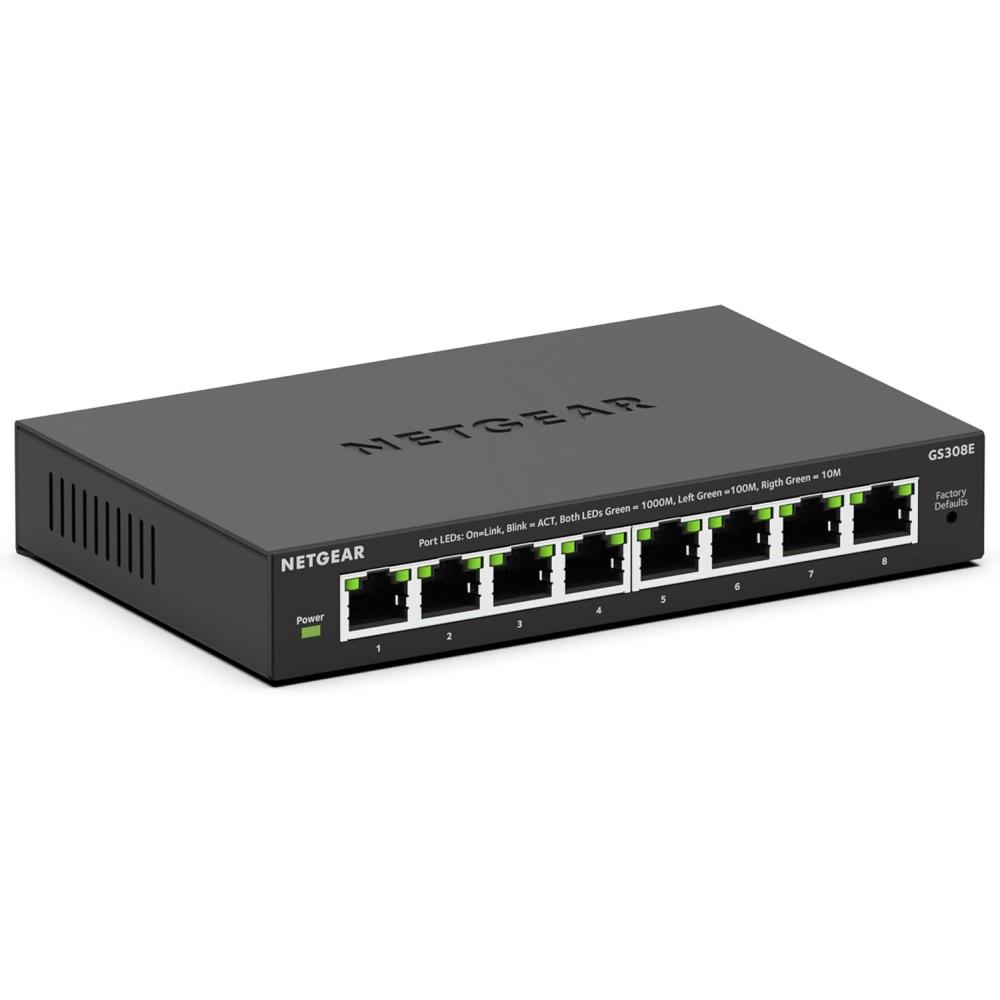 image:imageNETGEAR 8Port Gigabit Ethernet Easy Smart Managed Essentials Switch GS308E  Desktop or Wall Mount Home Network Hub Office Ethernet Splitter Silent Operation