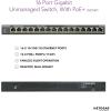 NETGEAR 16-Port Gigabit Ethernet Unmanaged PoE+ Switch (GS316PP) – with 16 x PoE+ @ 183W, Desktop/Rackmount/Wallmount, Sturdy Metal (GS316PP-100) (Renewed)(16 port | 16xPoE+ 115W)
