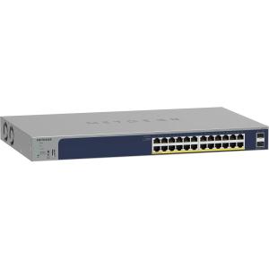 NETGEAR 26-Port PoE Gigabit Ethernet Smart Switch (GS724TP) – Managed, 24 x 1G, 24 x PoE+ @ 190W, 2 x 1G SFP, Optional Insight Cloud Management, Desktop or Rackmount, and Limited Lifetime Protection