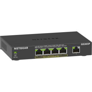 NETGEAR 5-Port Gigabit Ethernet Unmanaged PoE Switch (GS305P v2) – with 4 x PoE+ @ 63W, Desktop or Wall Mount