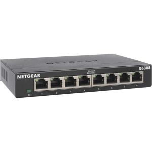 NETGEAR 8-Port Gigabit Ethernet Plus Switch (GS308E) – Desktop or Wall Mount, Home Network Hub, Office Ethernet Splitter, Silent Operation(Single Pack)