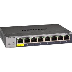 NETGEAR 8-Port Gigabit Ethernet Smart Switch (GS108T) – Managed, with 1 x PD Port, Optional Insight Cloud Management, Desktop or Wall Mount, Silent Operation, and Limited Lifetime Protection(Version 3)