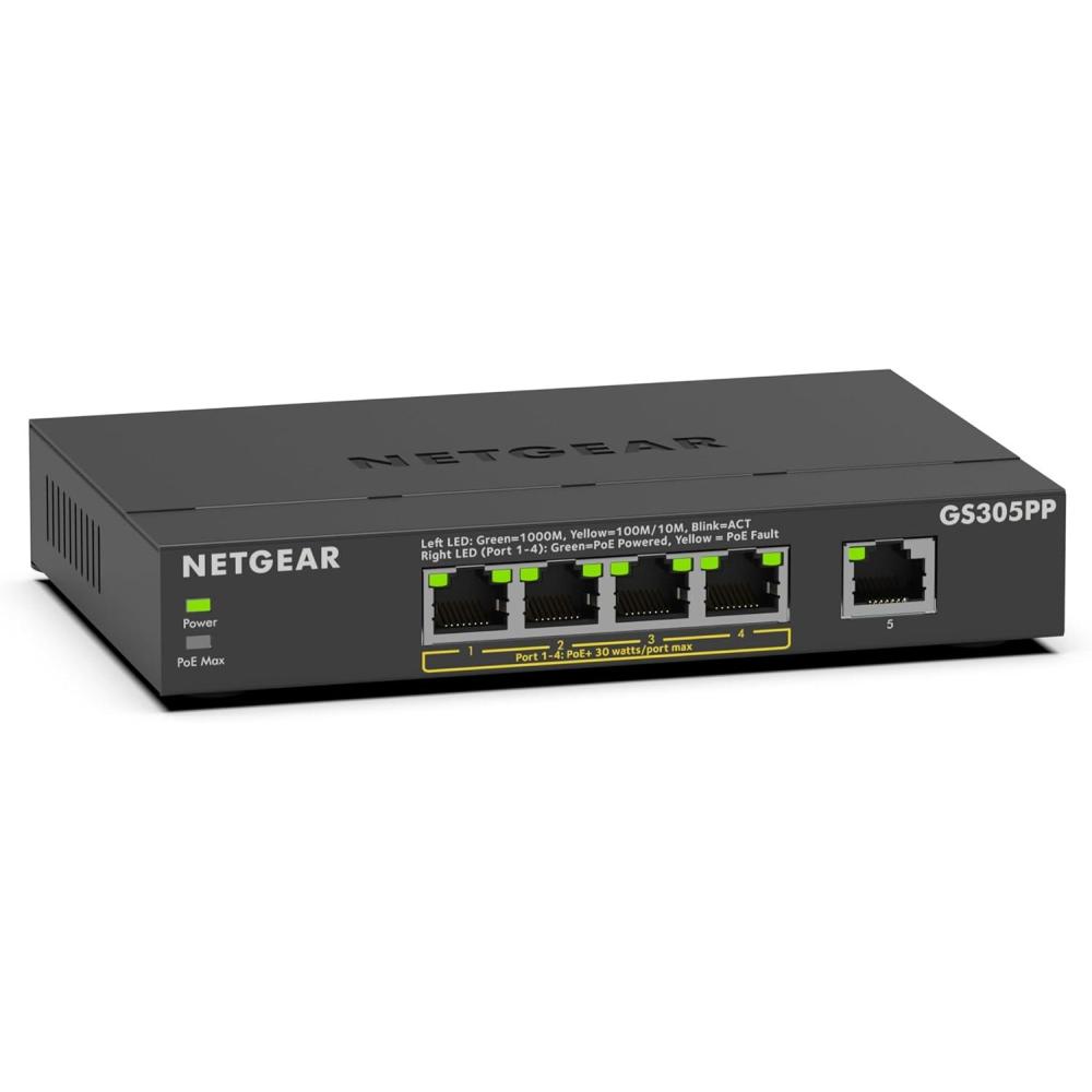 image:imageNETGEAR 5Port Gigabit Ethernet Unmanaged PoE Switch GS305PP  with 4 x PoE  83W Desktop or Wall Mount