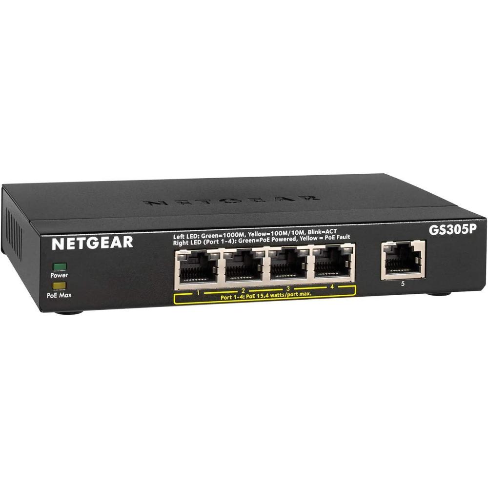image:imageNETGEAR 8Port Gigabit Ethernet Smart Managed Plus PoE Network Switch Hub Internet Splitter GS108PE  with 4 x PoE  53W Upgradeable DesktopRackmount and ProSAFE Lifetime Protection5 Port  4 x PoE 55W