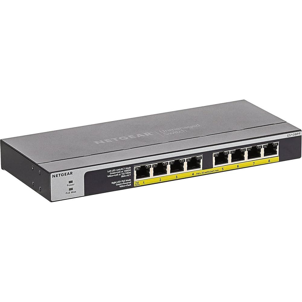 image:imageNETGEAR 8Port Gigabit Ethernet Smart Managed Plus PoE Network Switch Hub Internet Splitter GS108PE  with 4 x PoE  53W Upgradeable DesktopRackmount and ProSAFE Lifetime Protection8 Port  8xPoE 123W