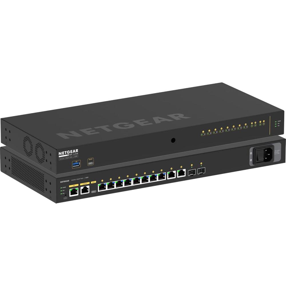 image:imageNetgear M4250 12Port AV Line PoE M425010G2F Managed L2L3 W126258125 M425010G2F Managed L2L3 Gigabit Ethernet 101001000 Power Over Ethernet PoE Rack mounting 1U