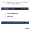 NETGEAR 26-Port Gigabit Ethernet Smart Managed Pro PoE Switch (GS724TPP) – with 24 x PoE+ @ 380W, 2 x 1G SFP, Desktop/Rackmount, (Renewed)(26 port | 24xPoE+ 380W | 2xSFP)