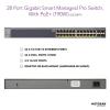 NETGEAR 26-Port Gigabit Ethernet Smart Managed Pro PoE Switch (GS724TPP) – with 24 x PoE+ @ 380W, 2 x 1G SFP, Desktop/Rackmount, (Renewed)(28 port | 24xPoE+ 190W | 4xSFP)