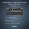 NETGEAR 5-Port PoE Gigabit Ethernet Unmanaged Essentials Switch (GS305P) – with 4 x PoE+ @ 63W, Desktop or Wall Mount