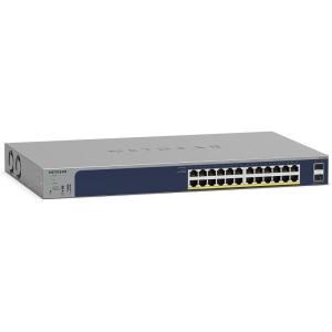 NETGEAR 26-Port PoE Gigabit Ethernet Smart Switch (GS724TPP) – Managed, Optional Insight Cloud Management, 24 x PoE+ @ 380W, 2 x 1G SFP, Desktop or Rackmount, and Limited Lifetime Protection