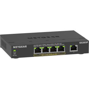 NETGEAR 5-Port PoE Gigabit Ethernet Unmanaged Essentials Switch (GS305P) – with 4 x PoE+ @ 63W, Desktop or Wall Mount