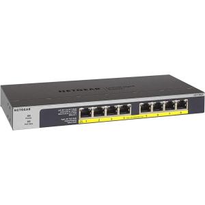NETGEAR 8-Port Gigabit Ethernet Smart Managed Plus PoE Network Switch, Hub, Internet Splitter (GS108PE) – with 4 x PoE @ 53W Upgradeable, Desktop/Rackmount, and ProSAFE Lifetime Protection(8 Port | 8xPoE+ 60W)