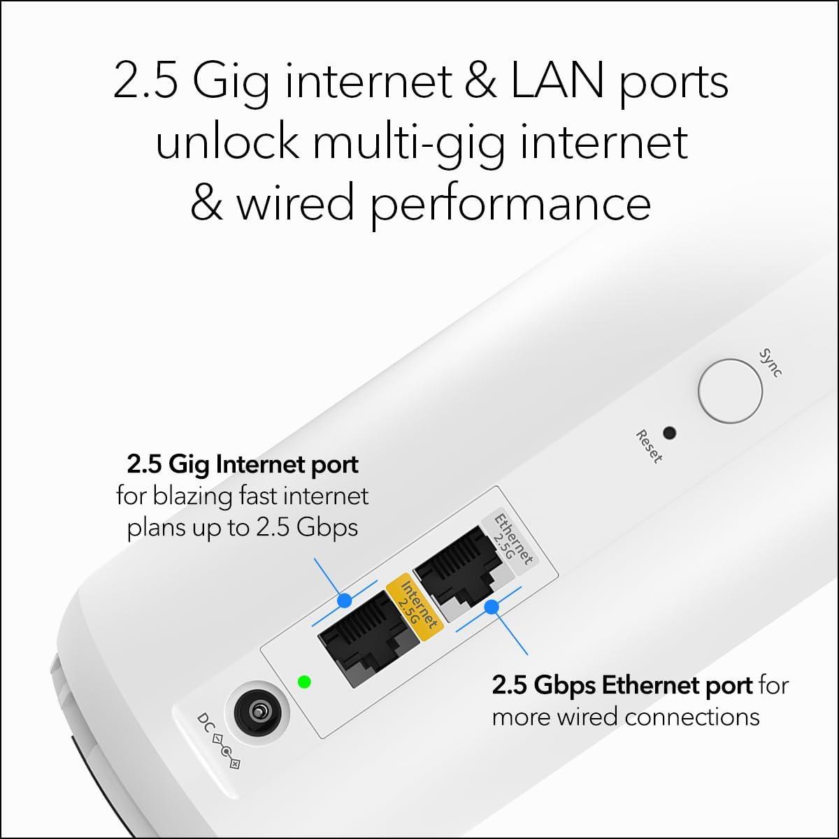image:imageNETGEAR Orbi 370 Series DualBand WiFi 7 Mesh Network System for Home RBE373 Wireless Router 2 Extenders Security Features 5 Gbps Covers 6000 sqft 70 Devices 25GB Internet Port BE5000WiFi 7 4Pack