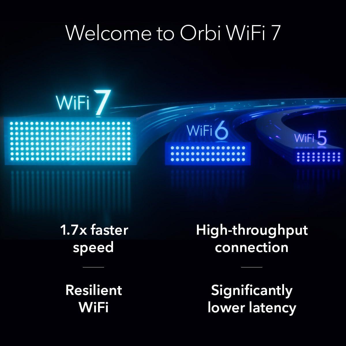 image:imageNETGEAR Orbi 370 Series DualBand WiFi 7 Mesh Network System for Home RBE373 Wireless Router 2 Extenders Security Features 5 Gbps Covers 6000 sqft 70 Devices 25GB Internet Port BE5000WiFi 7 3Pack