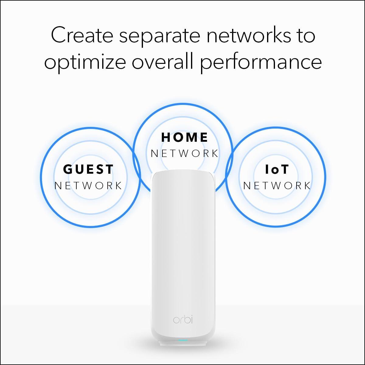 image:imageNETGEAR Orbi 370 Series DualBand WiFi 7 Mesh Network System for Home RBE373 Wireless Router 2 Extenders Security Features 5 Gbps Covers 6000 sqft 70 Devices 25GB Internet Port BE5000WiFi 7 3Pack