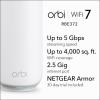 NETGEAR Orbi 370 Series Dual-Band WiFi 7 Mesh Network System for Home (RBE373) – Wireless Router + 2 Extenders, Security Features, 5 Gbps, Covers 6,000 sq.ft., 70 Devices, 2.5GB Internet Port, BE5000(WiFi 7  2-Pack)