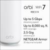 NETGEAR Orbi 370 Series Dual-Band WiFi 7 Mesh Network System for Home (RBE373) – Wireless Router + 2 Extenders, Security Features, 5 Gbps, Covers 6,000 sq.ft., 70 Devices, 2.5GB Internet Port, BE5000(WiFi 7  4-Pack)