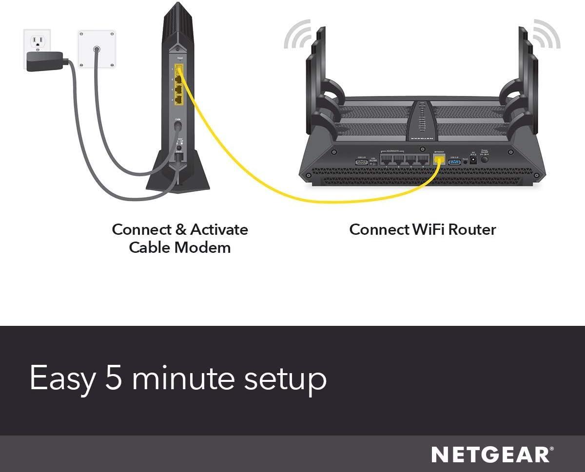 image:imageNETGEAR Nighthawk Cable Modem CM1200 Compatible with All Cable Providers Including Xfinity by Comcast Spectrum Cox for Plans Up to 2 Gigabits 4 x 1G Ethernet Ports DOCSIS 31 Black2 Gbps