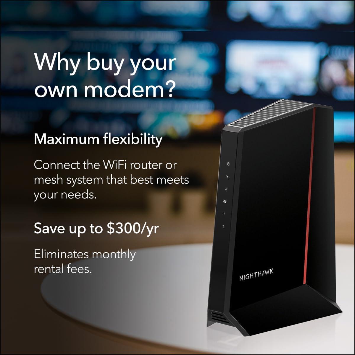 image:imageNETGEAR Nighthawk DOCSIS 31 MidhighSplit Cable Modem CM2500 Approved for Todays Faster Speeds amp Compatible with All Providers Incl Xfinity Spectrum Cox for Plans up to 2Gbps