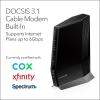 NETGEAR Nighthawk Cable Modem and WiFi 6 Router Combo (CAX80) – Compatible with All Major Cable Providers incl. Xfinity, Spectrum, Cox – Cable Plans up to 6Gbps – AX6000 WiFi 6 Speed – DOCSIS 3.1(8.5″L x 4.3″W x 10.4″H)