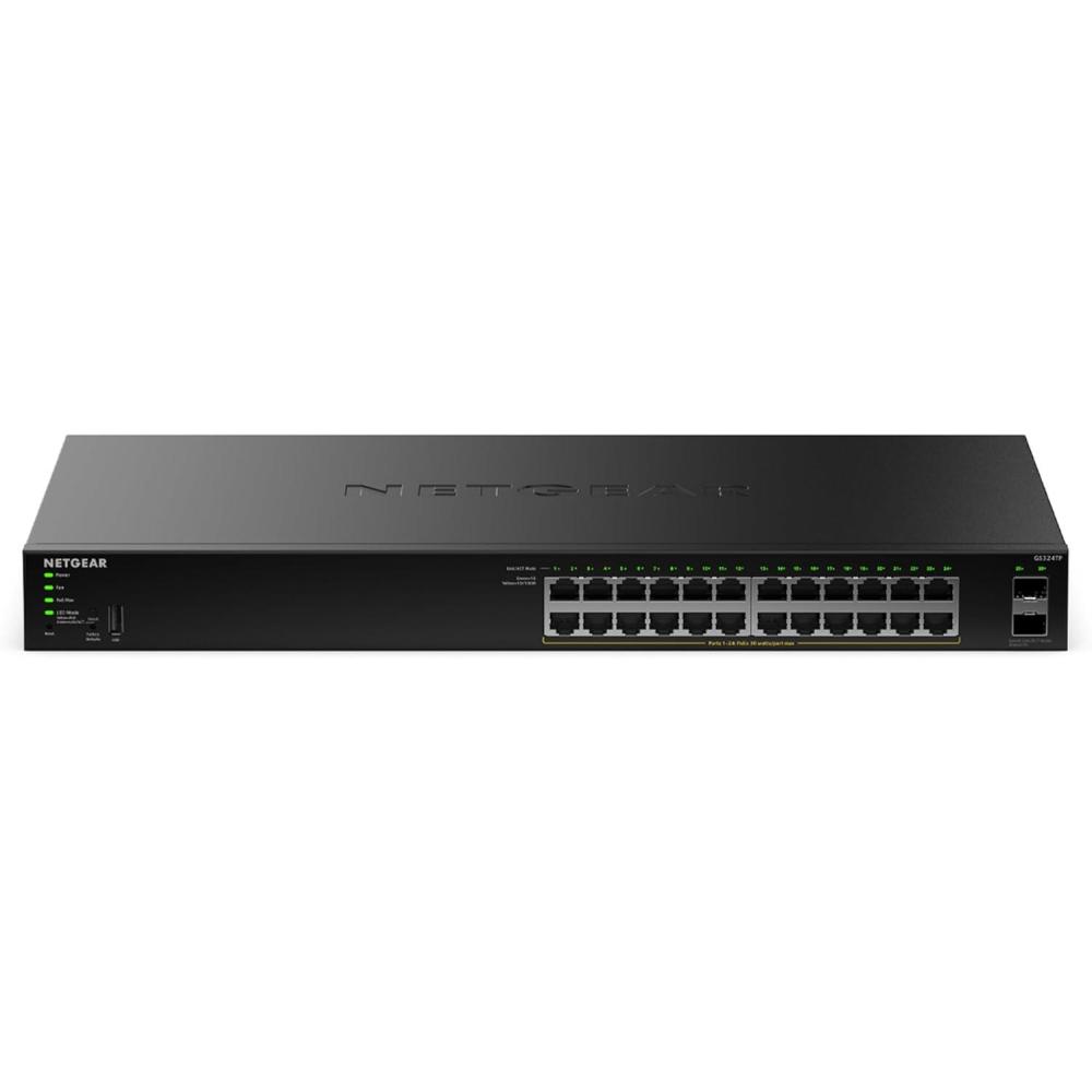 image:imageNETGEAR S350 Series 26Port Gigabit Ethernet PoE Smart Managed Essentials Switch  24 x 1G PoE  190W 2 x 1G Dedicated SFP  Desktop or Rackmount GS324TPv2