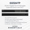 NETGEAR S350 Series 26-Port Gigabit Ethernet PoE+ Smart Managed Essentials Switch – 24 x 1G PoE+ @ 190W, 2 x 1G Dedicated SFP – Desktop or Rackmount (GS324TPv2)