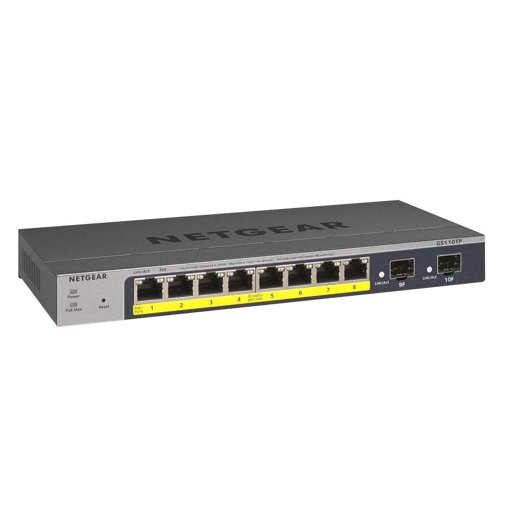 image:imageNETGEAR 8Port PoE Gigabit Ethernet Smart Switch GS110TP  Managed with 8 x PoE  55W 2 x 1G SFP Desktop Renewed8 Port