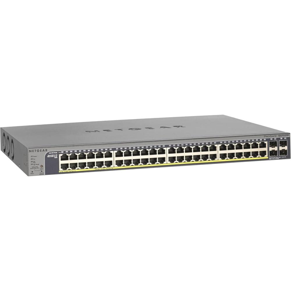 image:imageNETGEAR GS752TP100NAS 48Port Gigabit Ethernet Smart Managed Pro Switch 4 SFP GbE Fiber Ports PoePoE 384w ProSAFE Lifetime Protection GS752TP48 Port  384W
