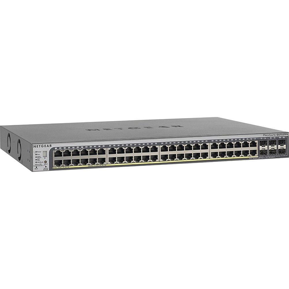 image:imageNetgear GS752TPSB100NAS 52Port Smart Managed Pro Stackable Switch 48GbE PoEPoE 384W 6 SFP ProSAFE Lifetime Protection GS752TPSB