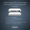 NETGEAR 10-Port Gigabit Ethernet Smart Managed Pro PoE Switch with Insight Cloud Management (GC510PP) – with 8 x PoE+ @ 195W, 2 x 1G SFP, Desktop/Rackmount (Renewed)(Cloud | L2+ Managed)