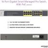 NETGEAR 52-Port Gigabit Ethernet Smart Managed Pro PoE Switch (GS752TPP) – with 48 x PoE+ @ 760W, 4 x 1G SFP, Desktop/Rackmount, and and ProSAFE Lifetime Protection (Renewed)(16 port | 8xPoE 76W + 2 PD | 2xSFP)