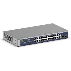 NETGEAR 24-Port Gigabit Ethernet Smart Switch (GS724T) – Managed, Optional 1 Year Insight Cloud Management, with 2 x 1G SFP, Desktop or Rackmount, and Limited Lifetime Protection