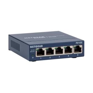 NETGEAR 5-Port Fast Ethernet 10/100 Unmanaged Switch (FS105) Desktop and ProSAFE Lifetime Protection, Blue(5 Port)