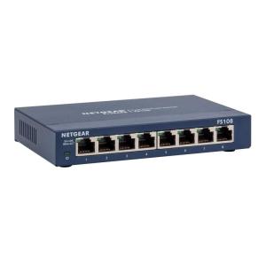 NETGEAR 5-Port Fast Ethernet 10/100 Unmanaged Switch (FS105) Desktop and ProSAFE Lifetime Protection, Blue(8 Port)