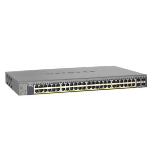 NETGEAR GS752TP-100NAS 48-Port Gigabit Ethernet Smart Managed Pro Switch, 4 SFP GbE Fiber Ports, Poe/PoE+, 384w, ProSAFE Lifetime Protection (GS752TP) (Renewed)(48 Port | 384W)