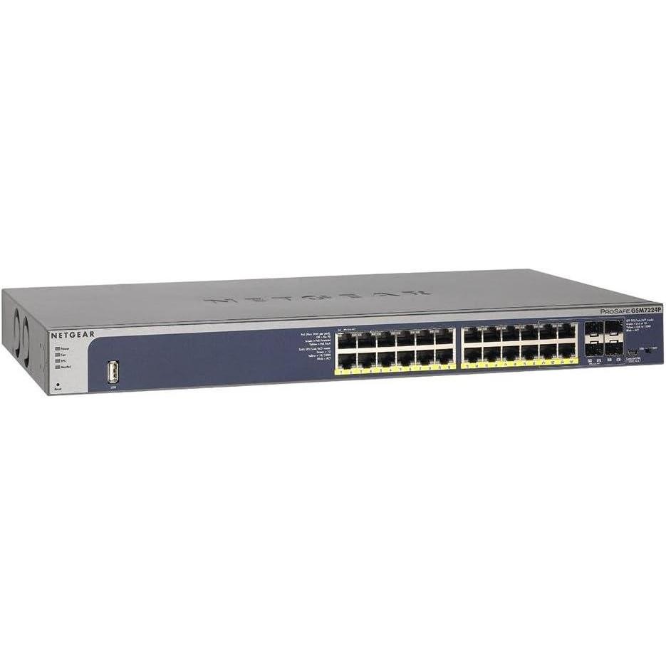 image:imageNETGEAR ProSAFE M410024GPOE 24Port Gigabit Managed Switch with PoEFiber UplinksRouting GSM7224P100NES