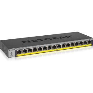 Netgear GS116LP-100AJS Netgear Switching Hub 16 Ports, 1G, PoE+ (76W) Metal Casing, Silent Fanless, Limited Lifetime Hardware Warranty Unmanaged Switch(PoE+ (76W))