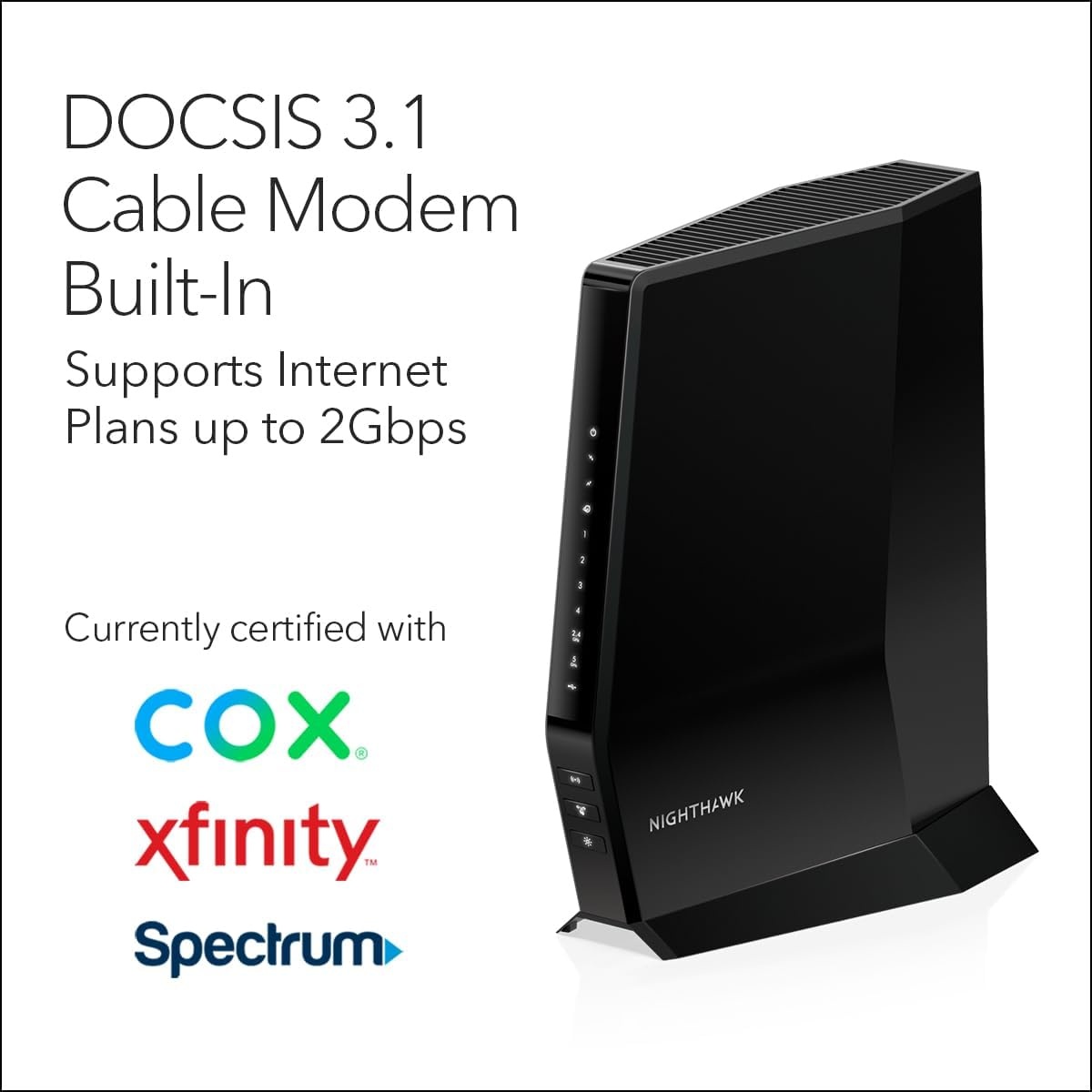 image:imageNETGEAR Nighthawk Modem Router Combo CAX30 DOCSIS 31 Cable Modem and WiFi 6 Router AX2700 27 Gbps Compatible with Xfinity Spectrum Cox and More Gigabit Wireless InternetPack of 2
