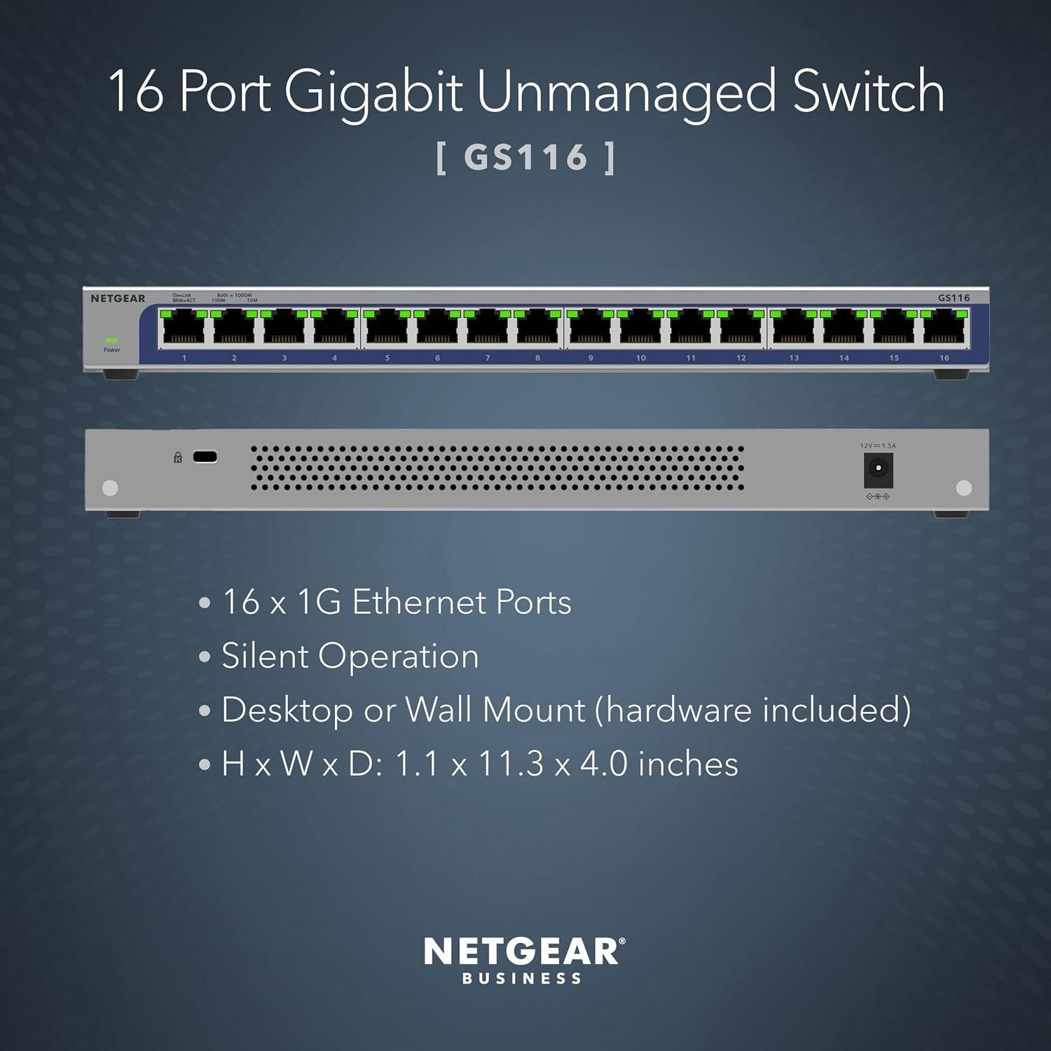 image:imageNETGEAR 5Port Gigabit Ethernet Unmanaged Switch GS105NA Desktop or Wall Mount Pack of 816 Port Blue