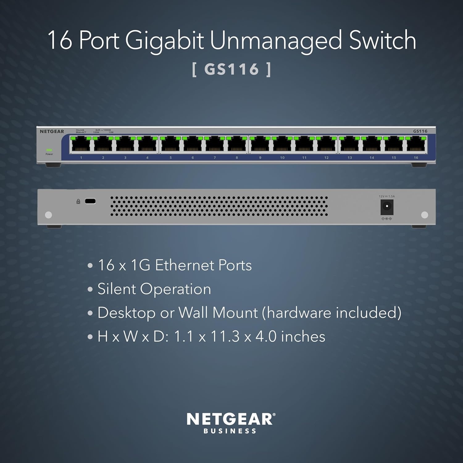image:imageNETGEAR 5Port Gigabit Ethernet Unmanaged Switch GS105NA Desktop or Wall Mount Pack of 816 Port Gray
