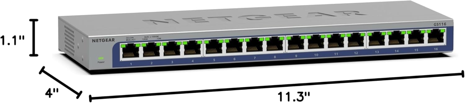 image:imageNETGEAR 5Port Gigabit Ethernet Unmanaged Switch GS105NA Desktop or Wall Mount Pack of 816 Port Gray