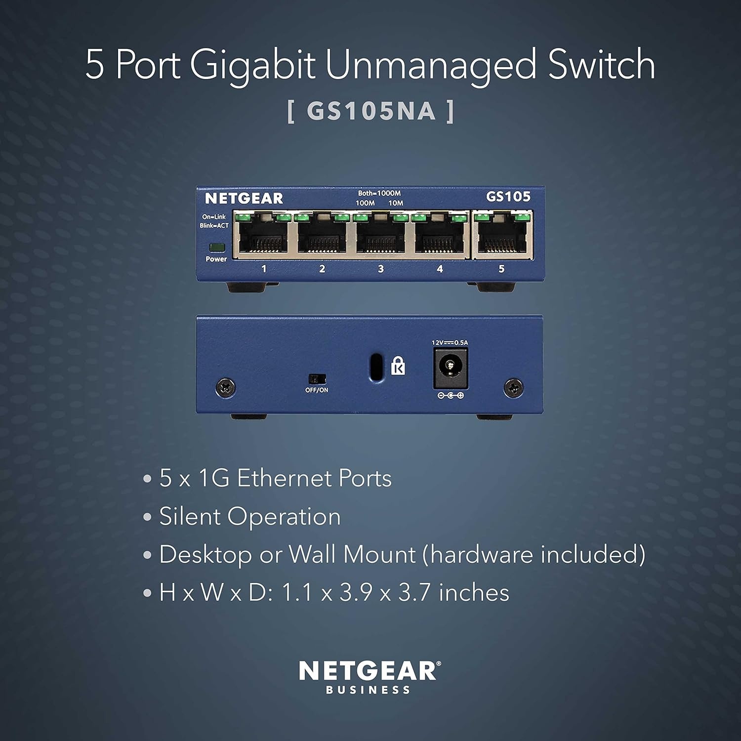 image:imageNETGEAR 5Port Gigabit Ethernet Unmanaged Switch GS105NA Desktop or Wall Mount Pack of 85Port Pack of 8
