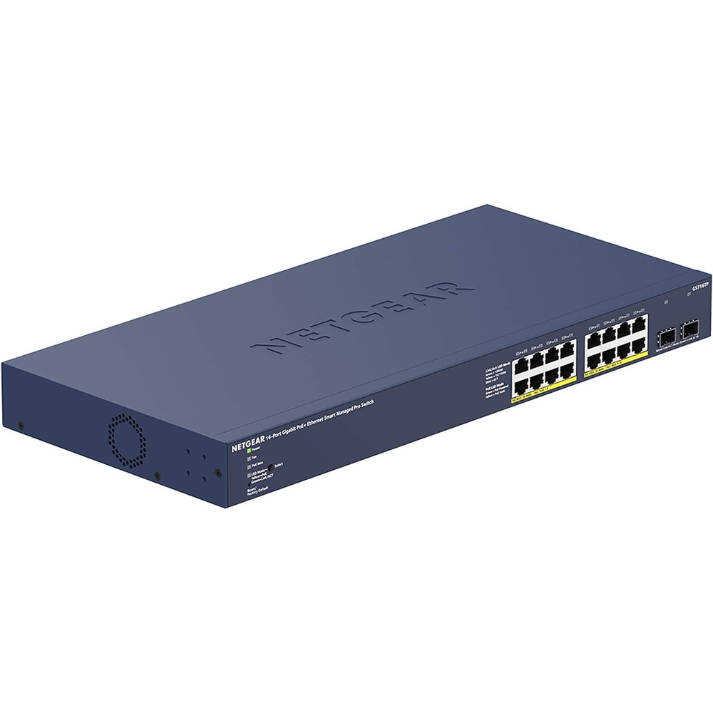 image:imageNETGEAR 18Port PoE Gigabit Ethernet Smart Switch GS716TP  Managed Optional Insight Cloud Management 16 x PoE  180W 2 x 1G SFP Desktop or Rackmount and Limited Lifetime Protection